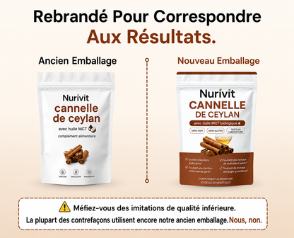 Cannelle de Ceylan 7200 mg Équivalent avec Huile MCT