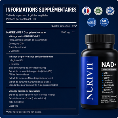 Nurivit™ NAD+ liposomal pour hommes