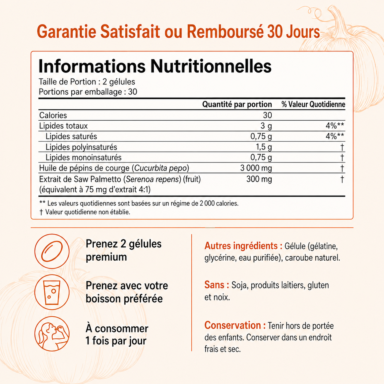 Nurivit Gélules d'Huile de Graines de Courge – Contribuent naturellement à renforcer la santé des reins et le confort de la vessie de l'intérieur.