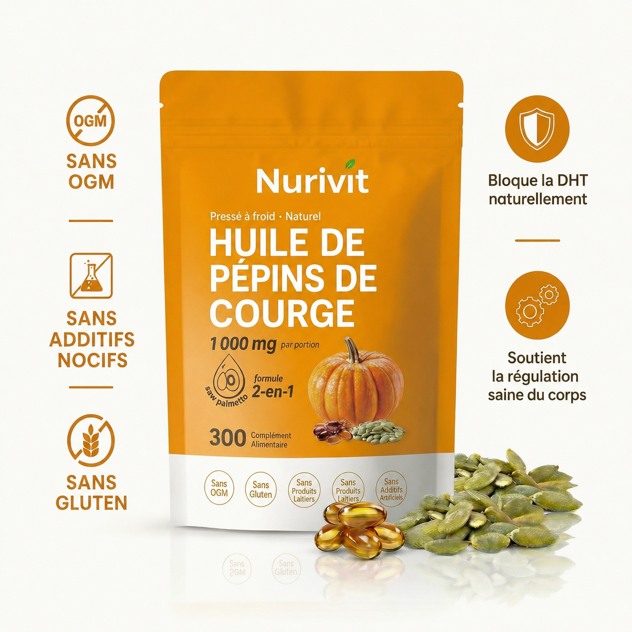 Nurivit Huile de Pépins de Courge + Saw Palmetto