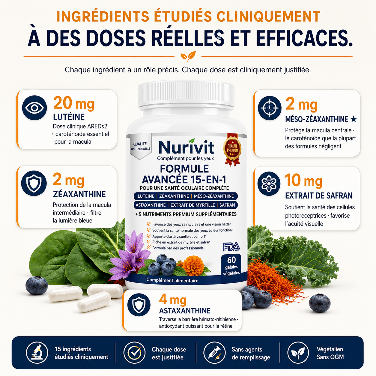 Nurivit : Formule avancée 15-en-1 pour les yeux