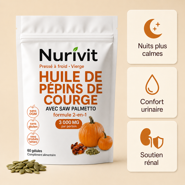 Nurivit™ Reins & Vessie – Huile de Pépins de Courge Premium